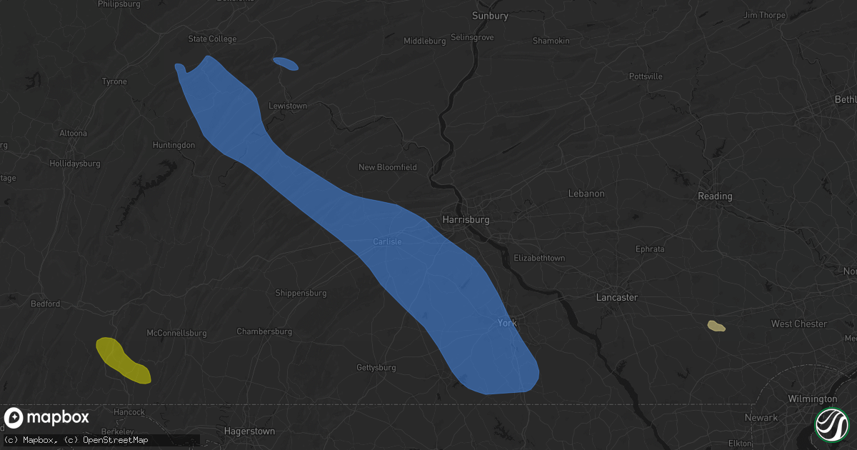 Hail map in Mechanicsburg, PA on September 2, 2026
