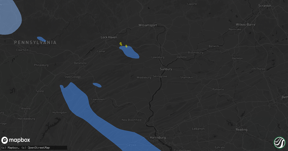 Hail map in Middleburg, PA on September 2, 2026