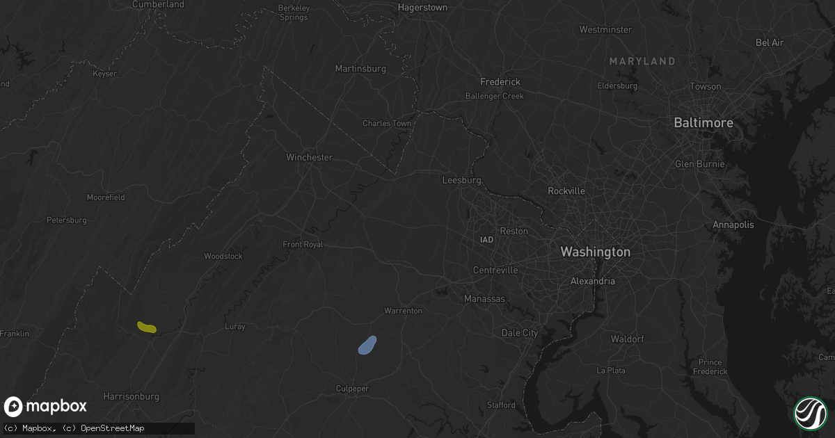 Hail map in Middleburg, VA on September 2, 2026