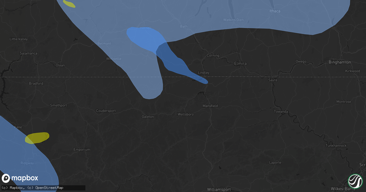 Hail map in Middlebury Center, PA on September 2, 2026
