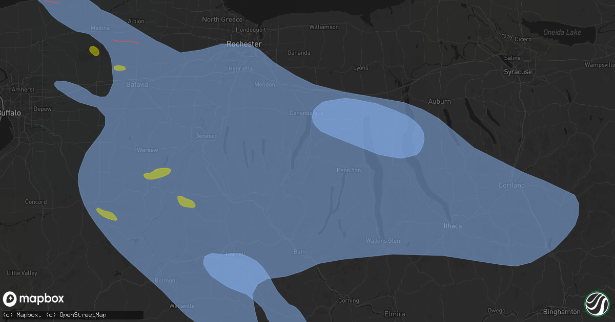 Hail map in Middlesex, NY on September 2, 2026