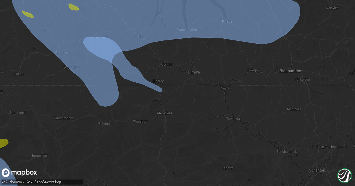 Hail map in Millerton, PA on September 2, 2026