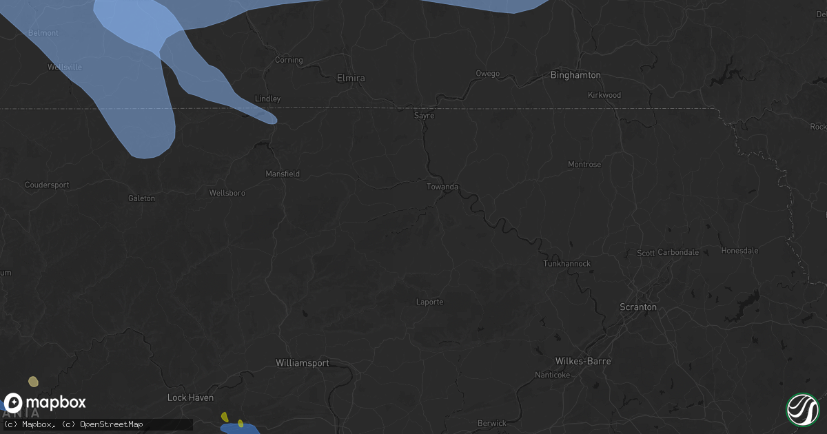 Hail map in Monroeton, PA on September 2, 2026