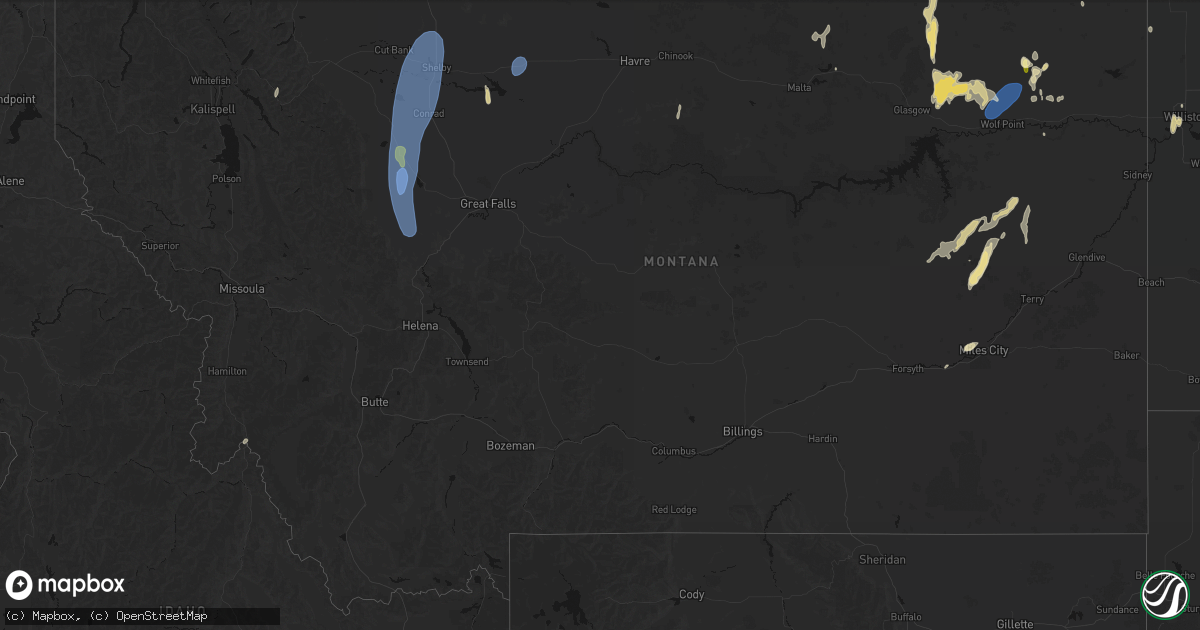 Hail map in Montana on September 2, 2026