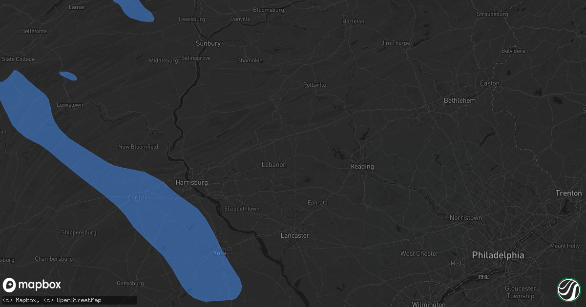 Hail map in Myerstown, PA on September 2, 2026