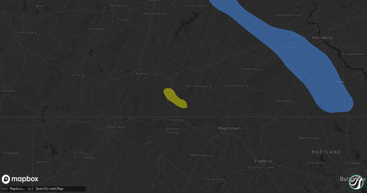 Hail map in Needmore, PA on September 2, 2026