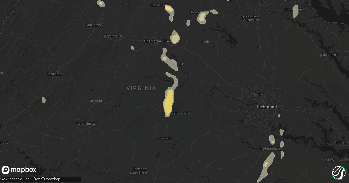 Hail map in New Canton, VA on September 2, 2026