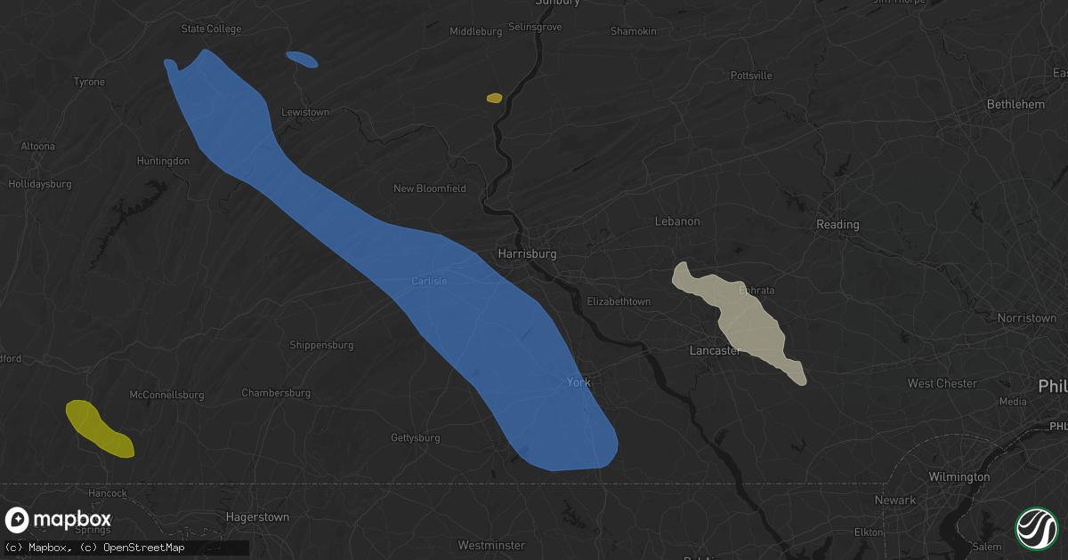 Hail map in New Cumberland, PA on September 2, 2026