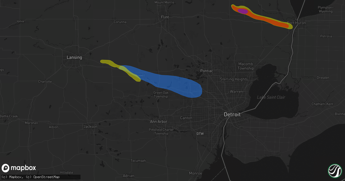 Hail map in New Hudson, MI on September 2, 2026