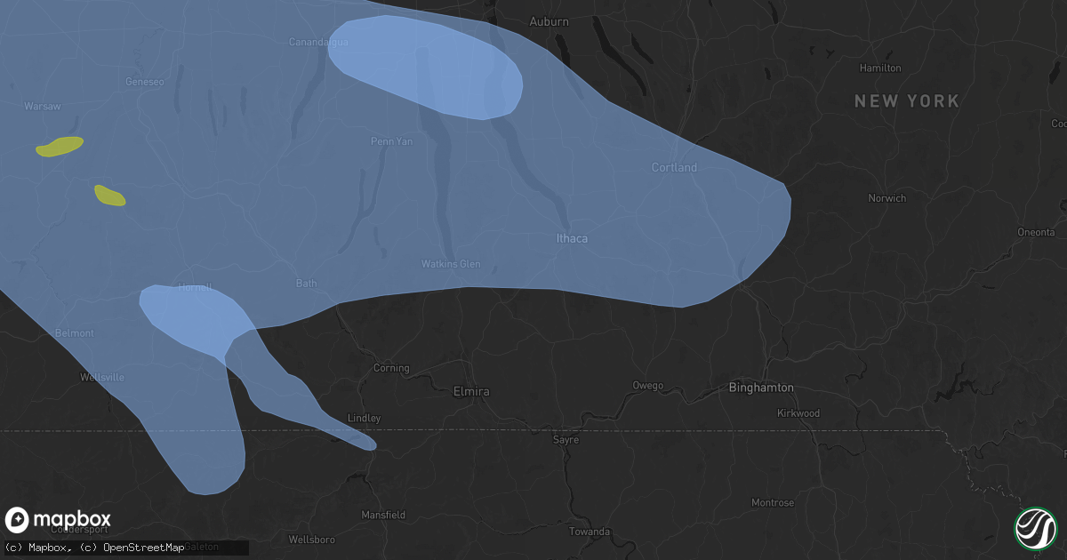 Hail map in Newfield, NY on September 2, 2026