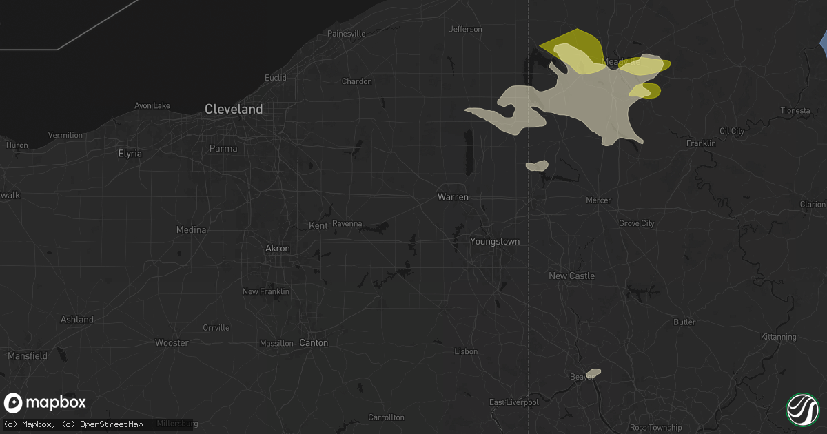 Hail map in Newton Falls, OH on September 2, 2026