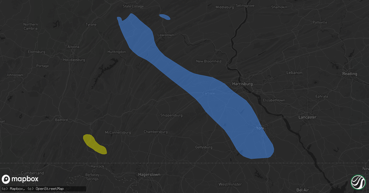 Hail map in Newville, PA on September 2, 2026
