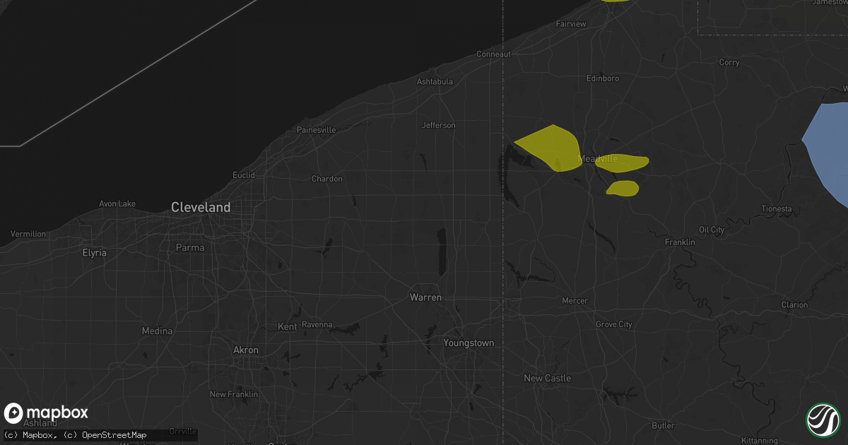 Hail map in North Bloomfield, OH on September 2, 2026