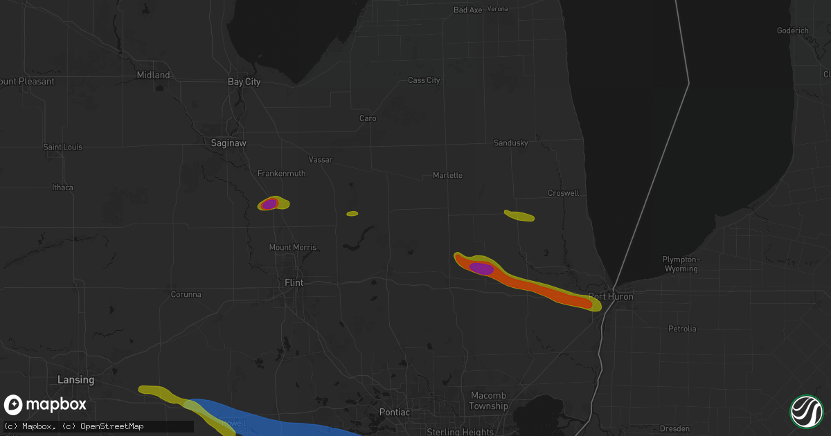 Hail map in North Branch, MI on September 2, 2026