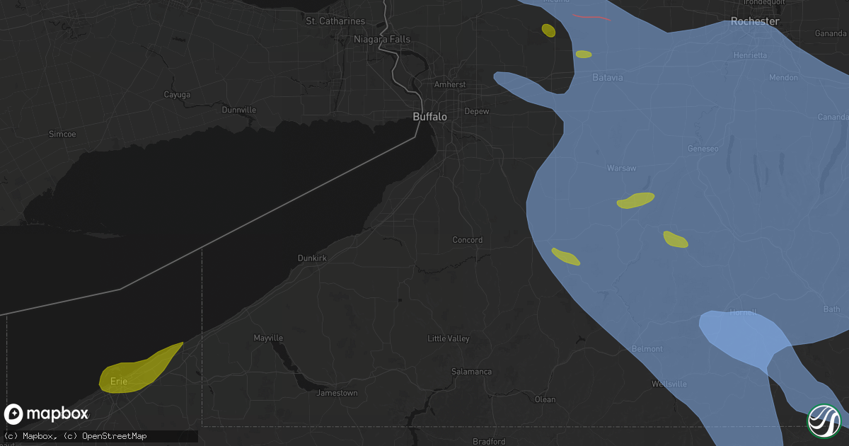 Hail map in North Collins, NY on September 2, 2026