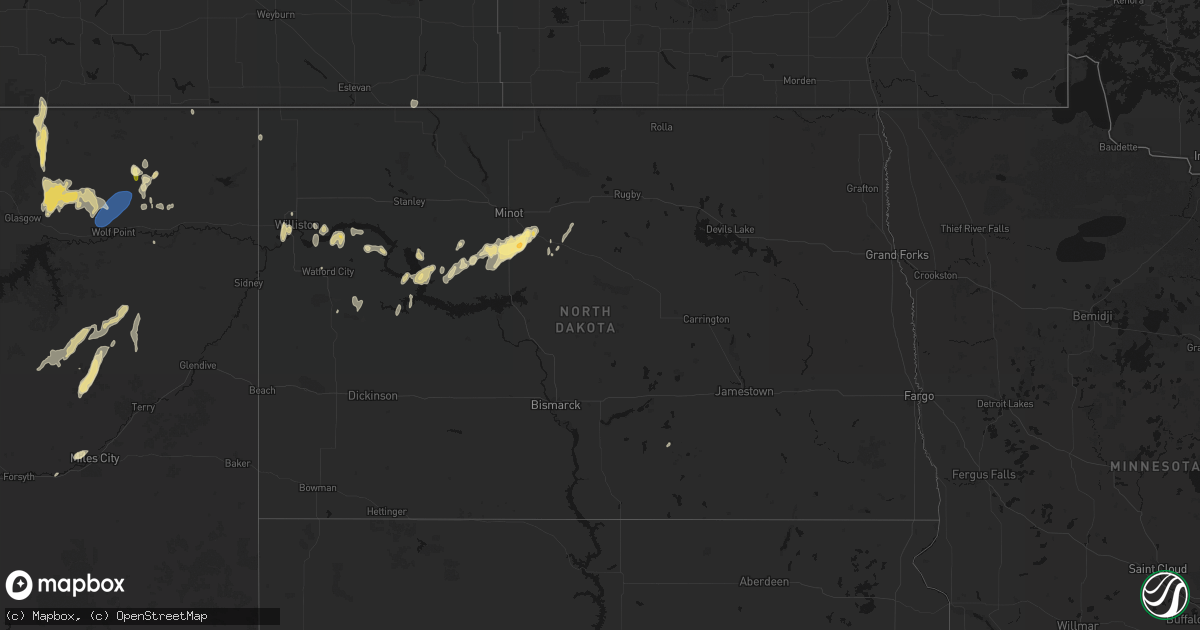 Hail map in North Dakota on September 2, 2026