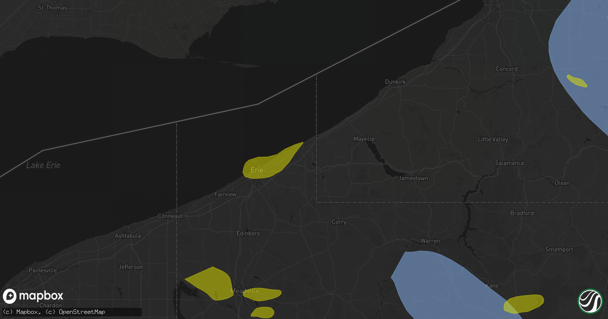 Hail map in North East, PA on September 2, 2026