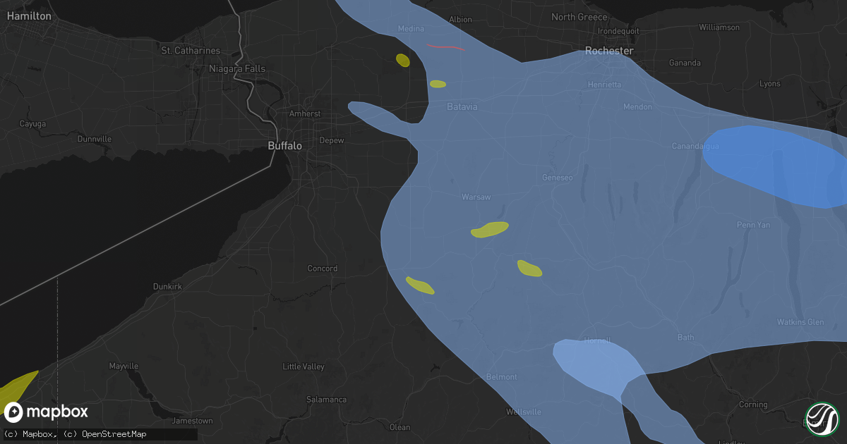 Hail map in North Java, NY on September 2, 2026