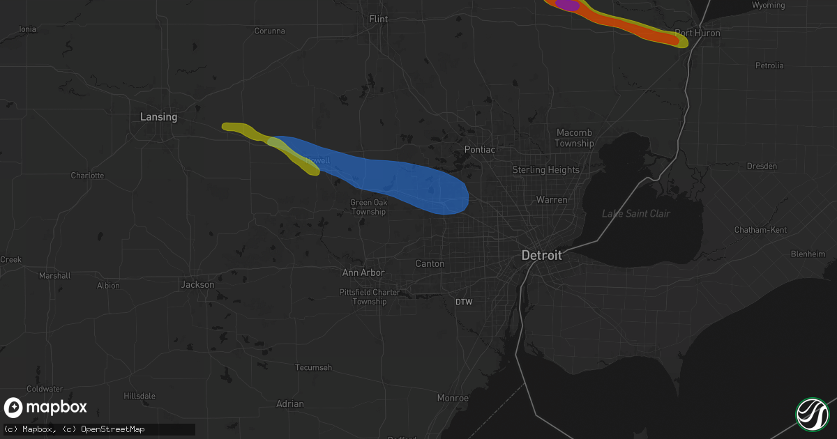 Hail map in Northville, MI on September 2, 2026
