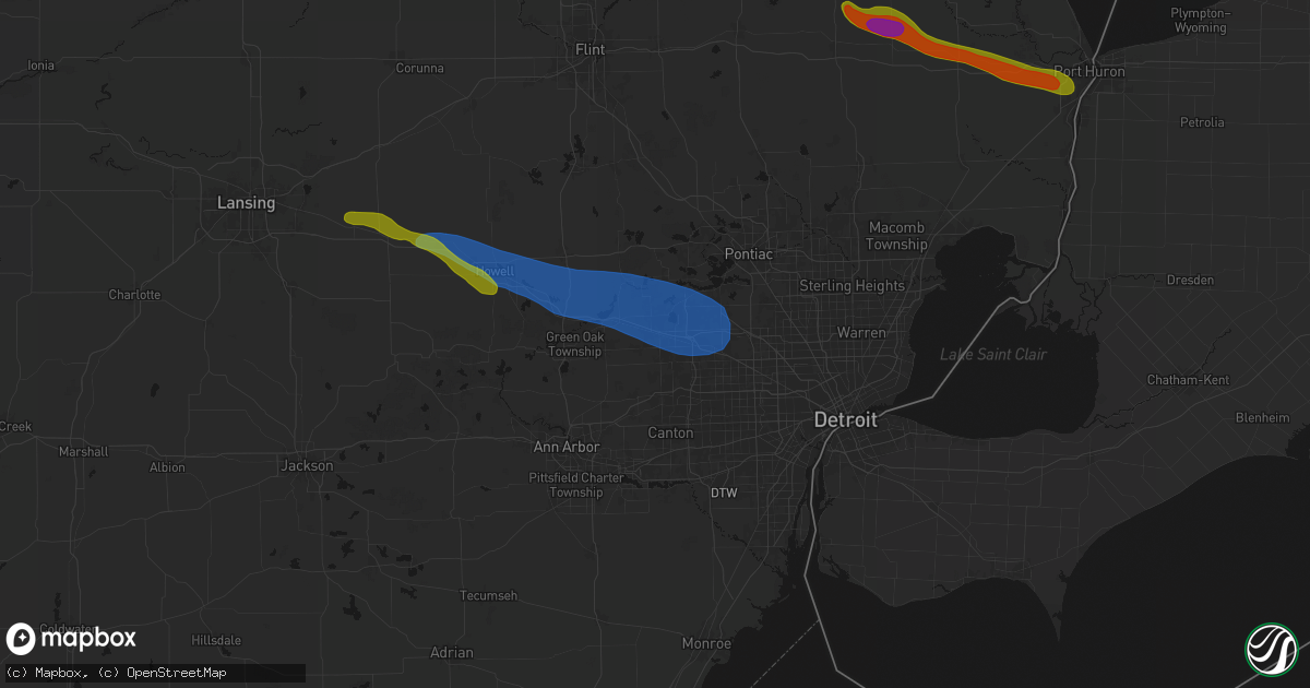 Hail map in Novi, MI on September 2, 2026