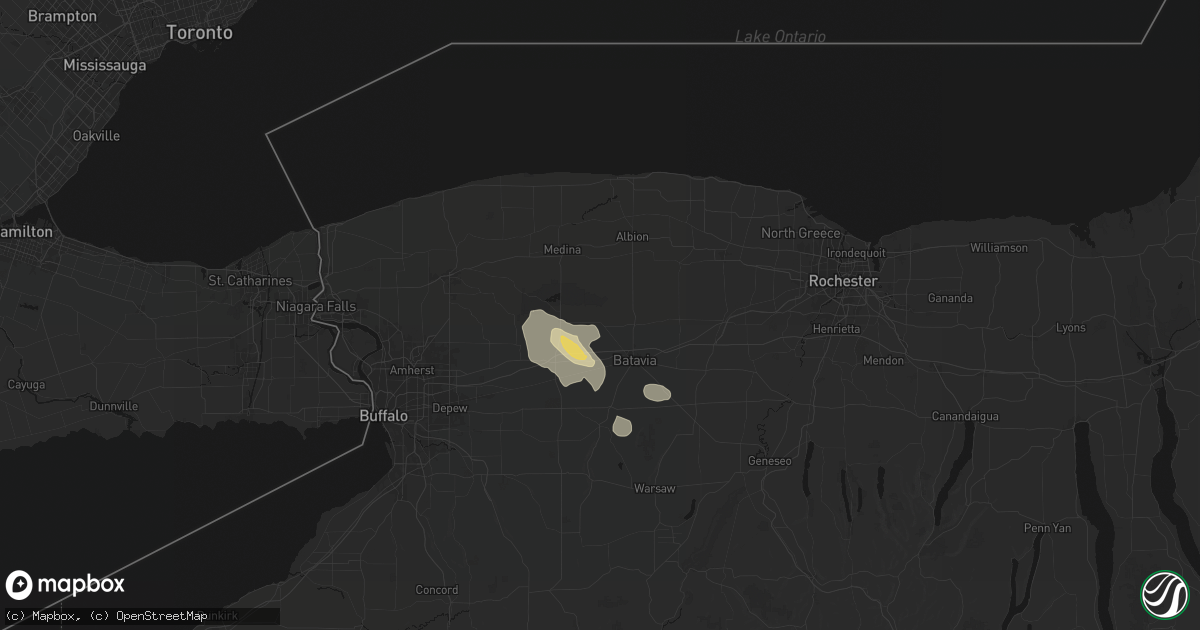 Hail map in Oakfield, NY on September 2, 2026