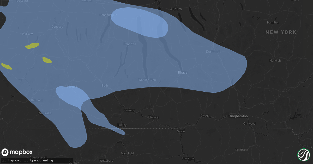 Hail map in Odessa, NY on September 2, 2026