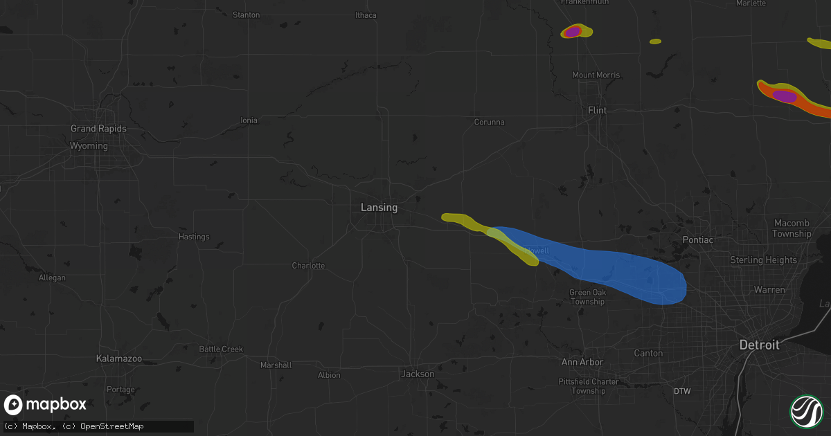 Hail map in Okemos, MI on September 2, 2026