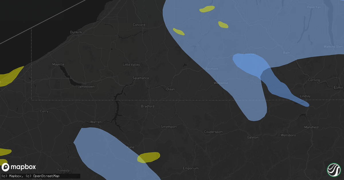 Hail map in Olean, NY on September 2, 2026