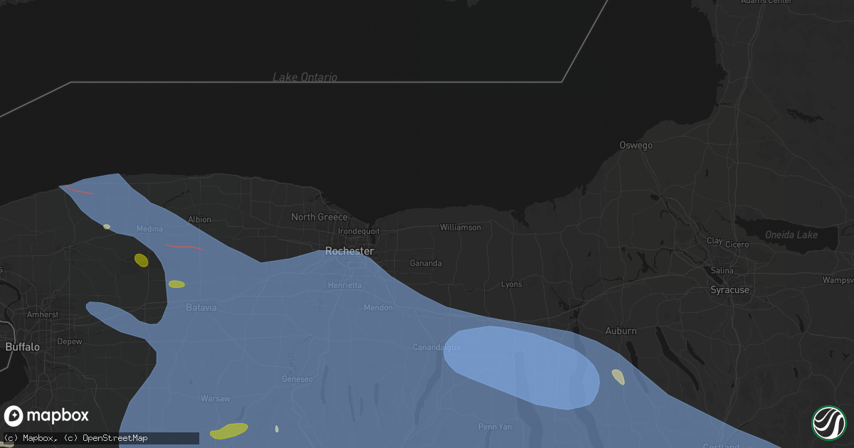 Hail map in Ontario, NY on September 2, 2026