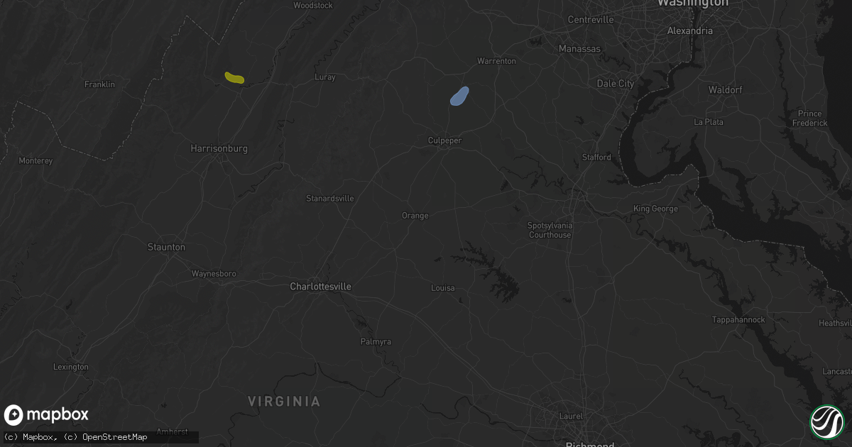 Hail map in Orange, VA on September 2, 2026