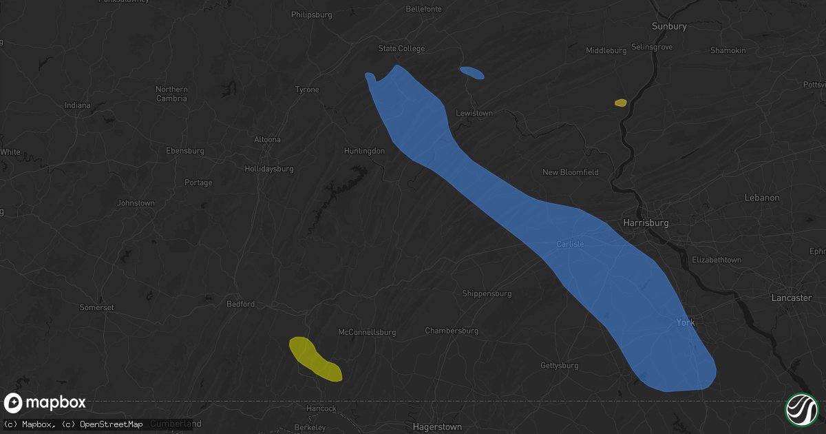 Hail map in Orbisonia, PA on September 2, 2026