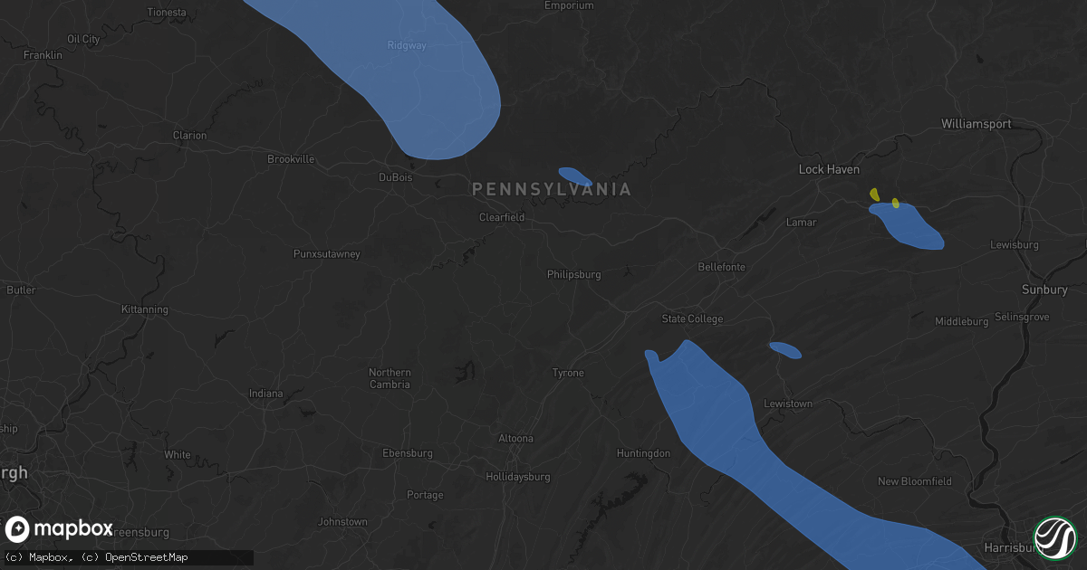 Hail map in Osceola Mills, PA on September 2, 2026