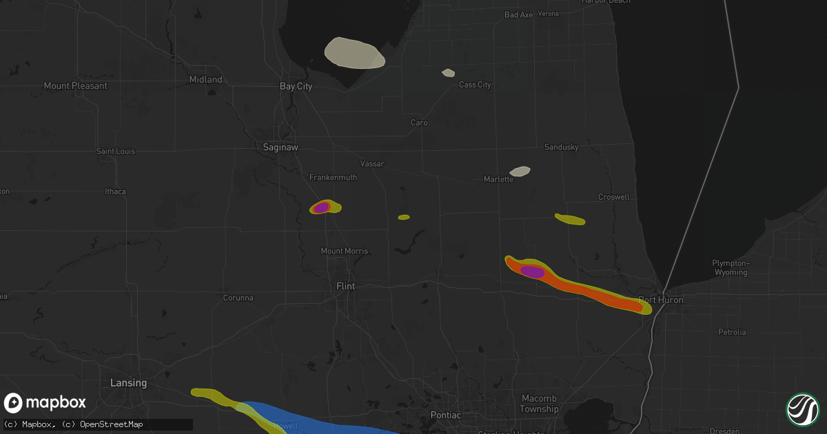 Hail map in Otter Lake, MI on September 2, 2026
