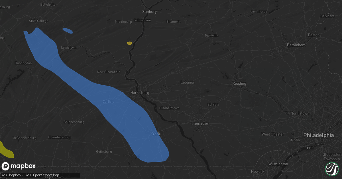 Hail map in Palmyra, PA on September 2, 2026