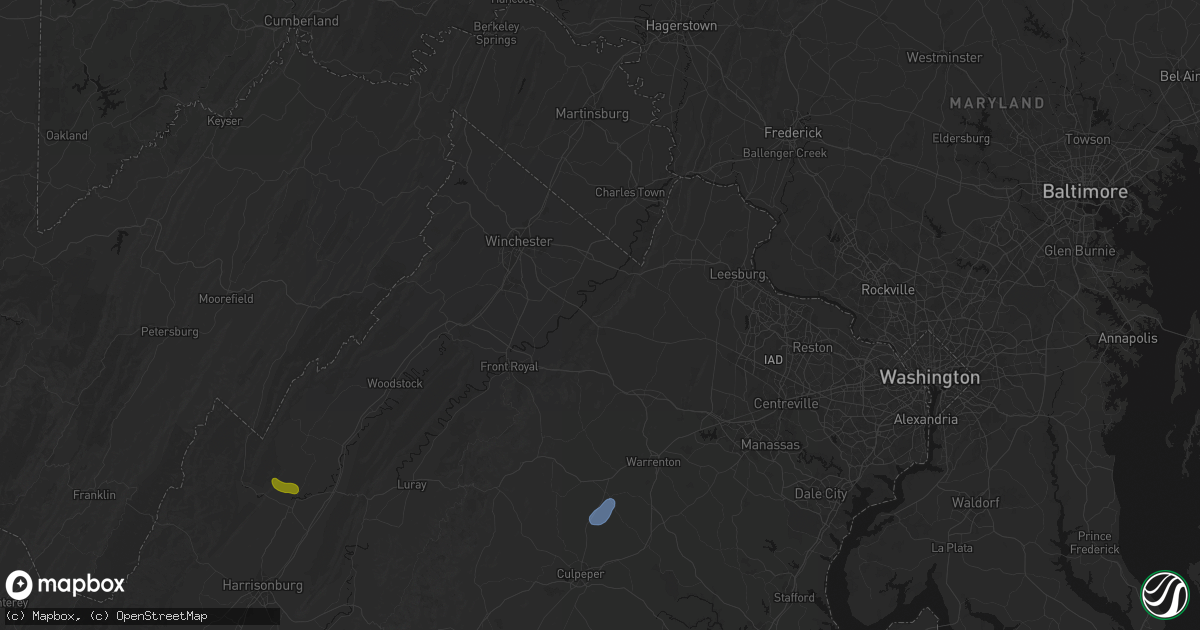 Hail map in Paris, VA on September 2, 2026