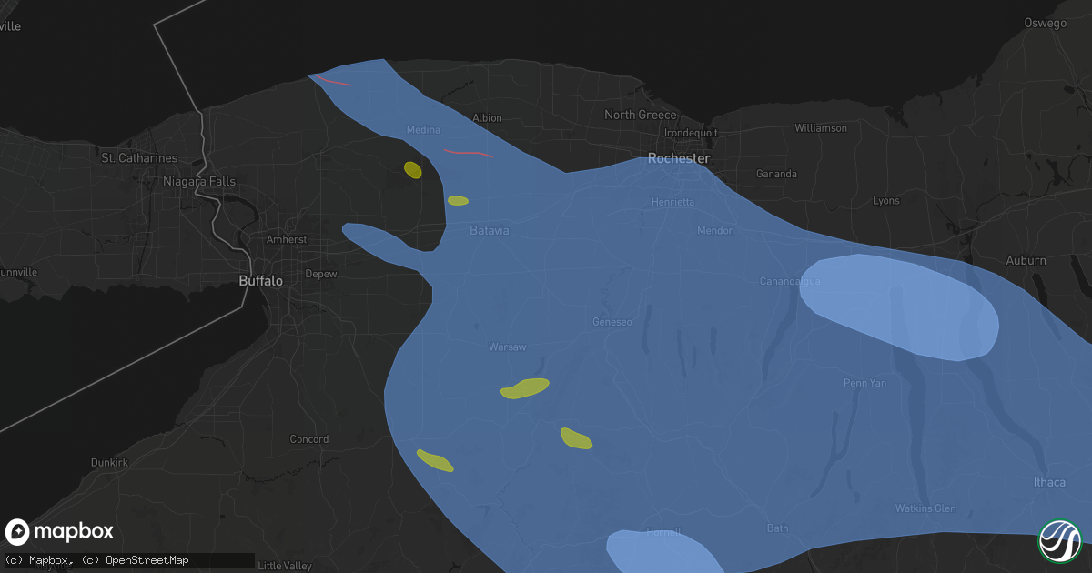 Hail map in Pavilion, NY on September 2, 2026