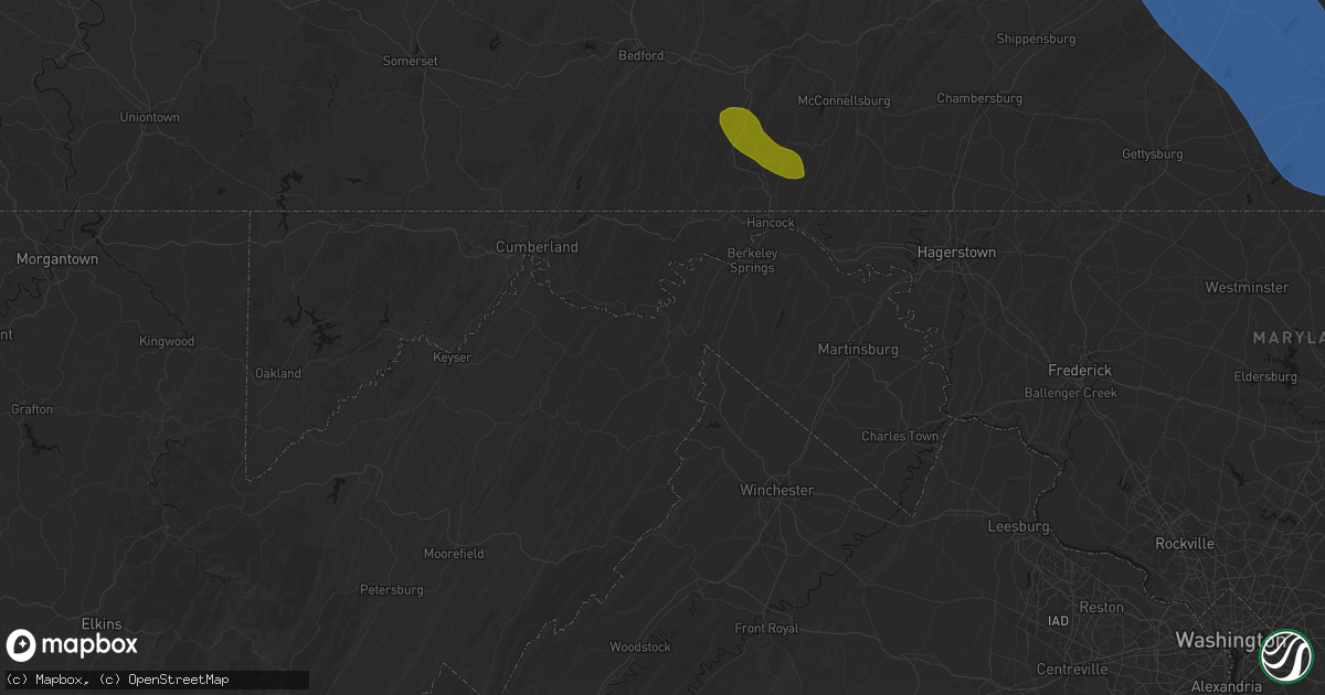 Hail map in Paw Paw, WV on September 2, 2026