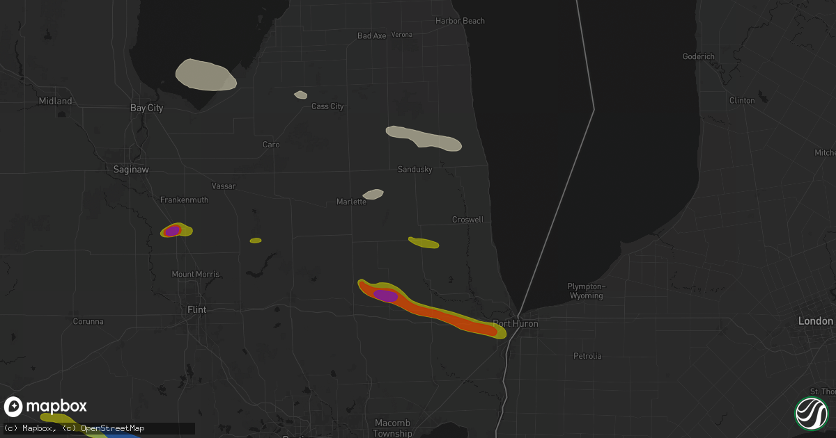 Hail map in Peck, MI on September 2, 2026