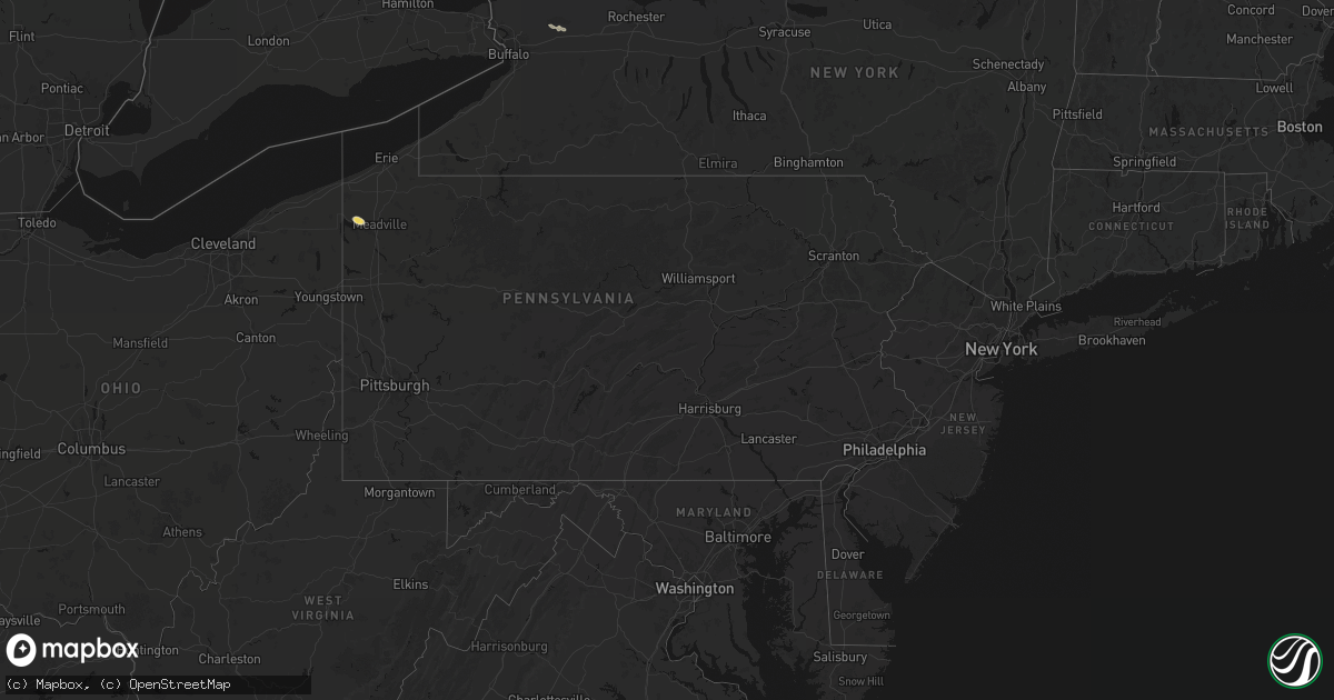 Hail map in Pennsylvania on September 2, 2026