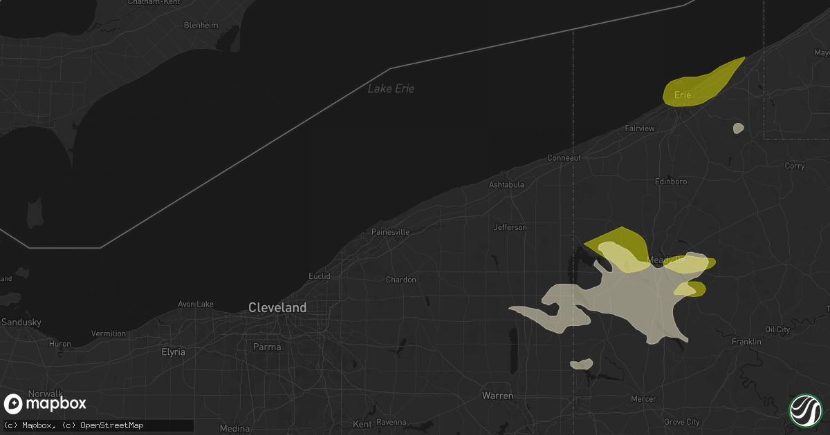 Hail map in Perry, OH on September 2, 2026