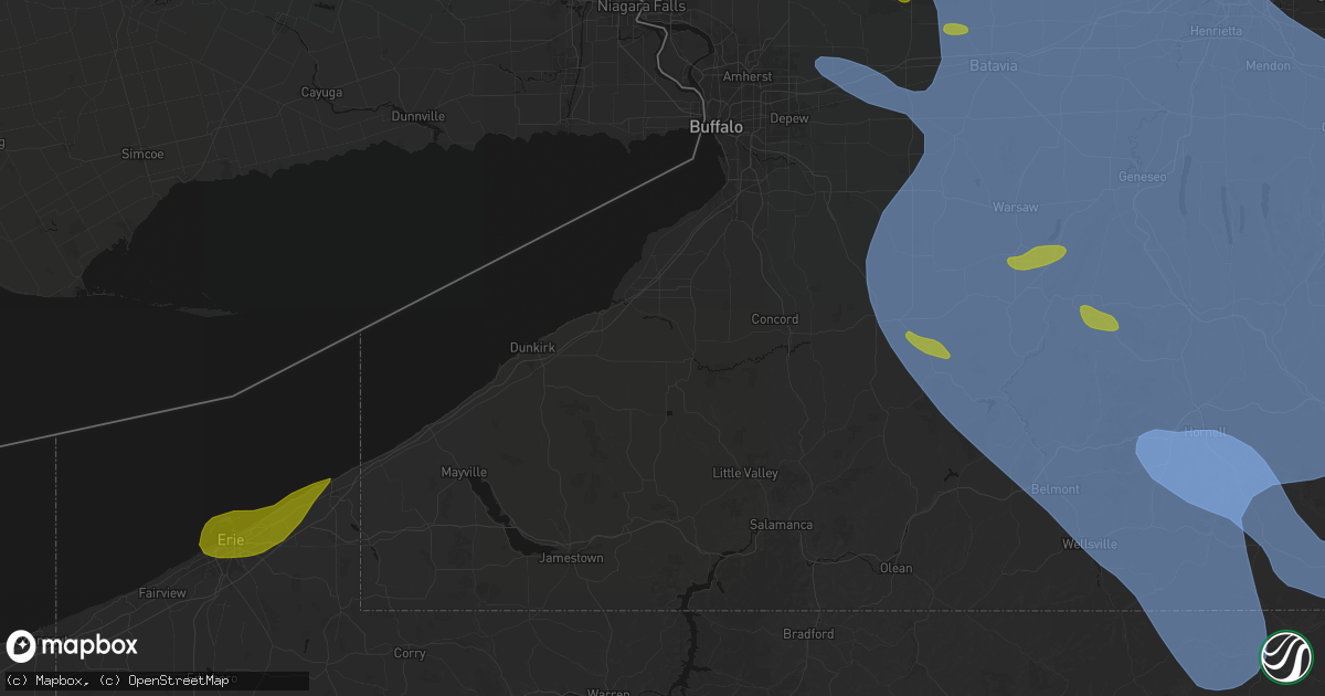 Hail map in Perrysburg, NY on September 2, 2026