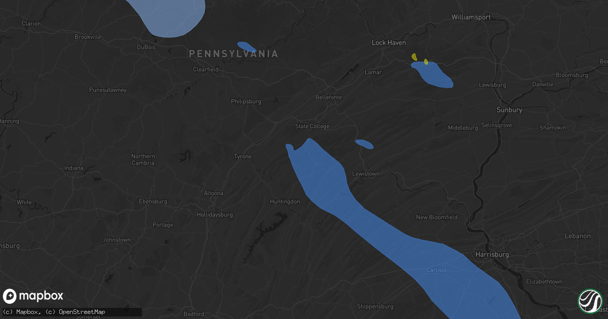 Hail map in Petersburg, PA on September 2, 2026