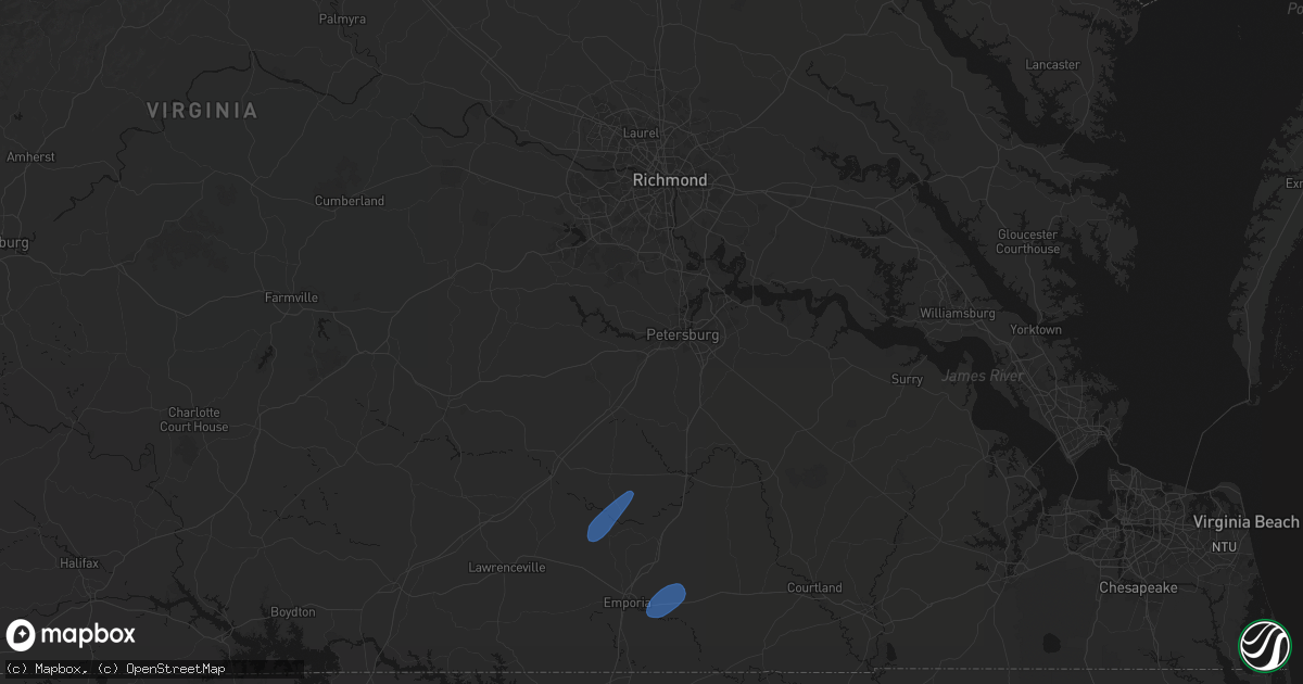 Hail map in Petersburg, VA on September 2, 2026