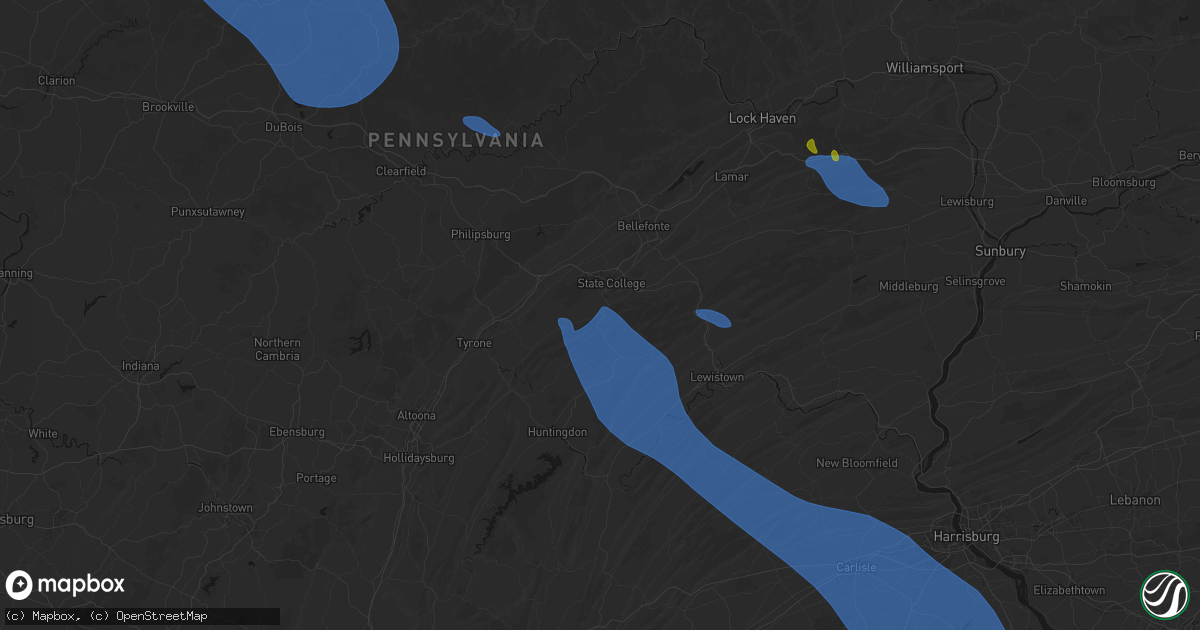 Hail map in Pine Grove Mills, PA on September 2, 2026