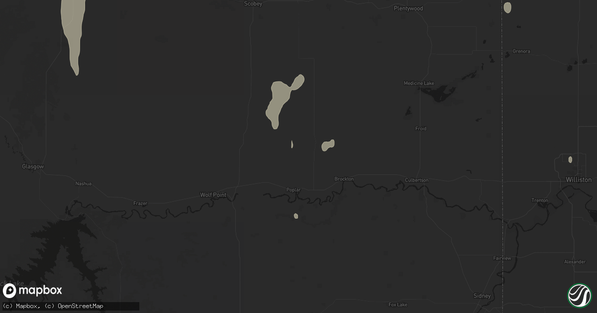 Hail map in Poplar, MT on September 2, 2026