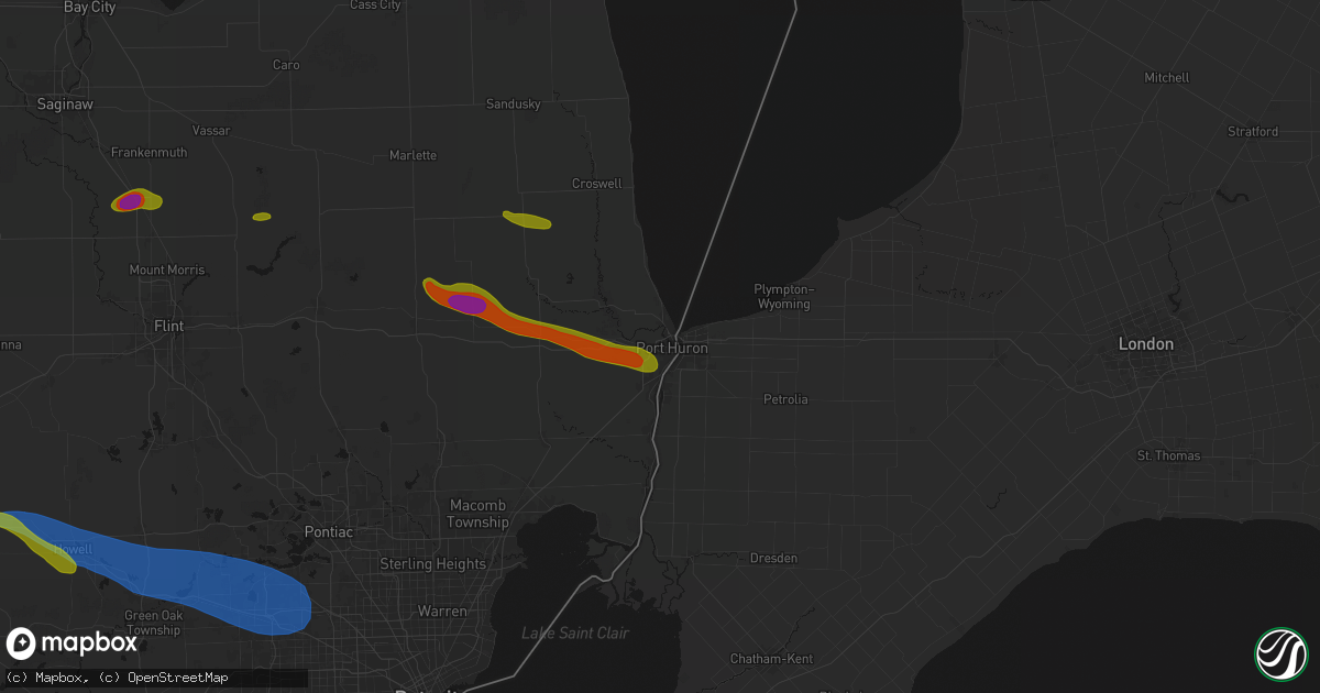 Hail map in Port Huron, MI on September 2, 2026