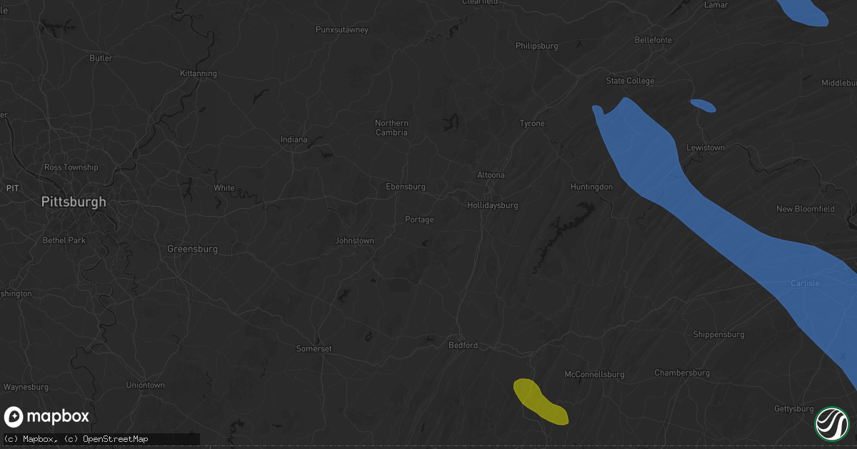 Hail map in Portage, PA on September 2, 2026