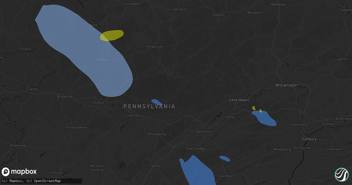 Hail map in Pottersdale, PA on September 2, 2026