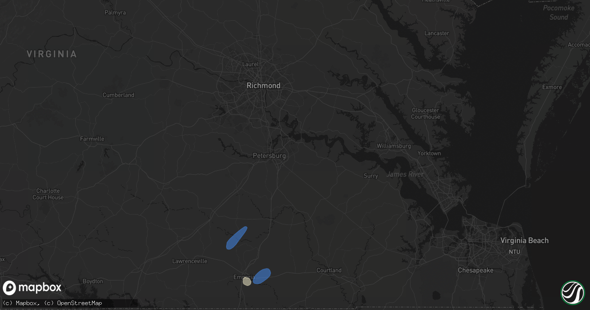 Hail map in Prince George, VA on September 2, 2026