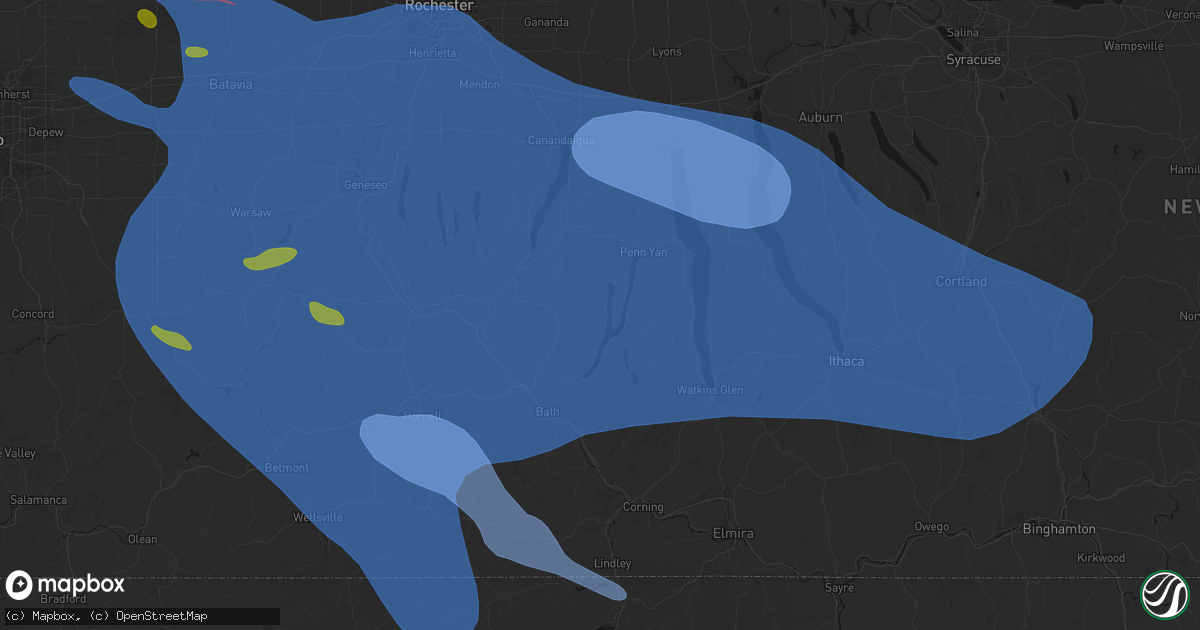 Hail map in Pulteney, NY on September 2, 2026